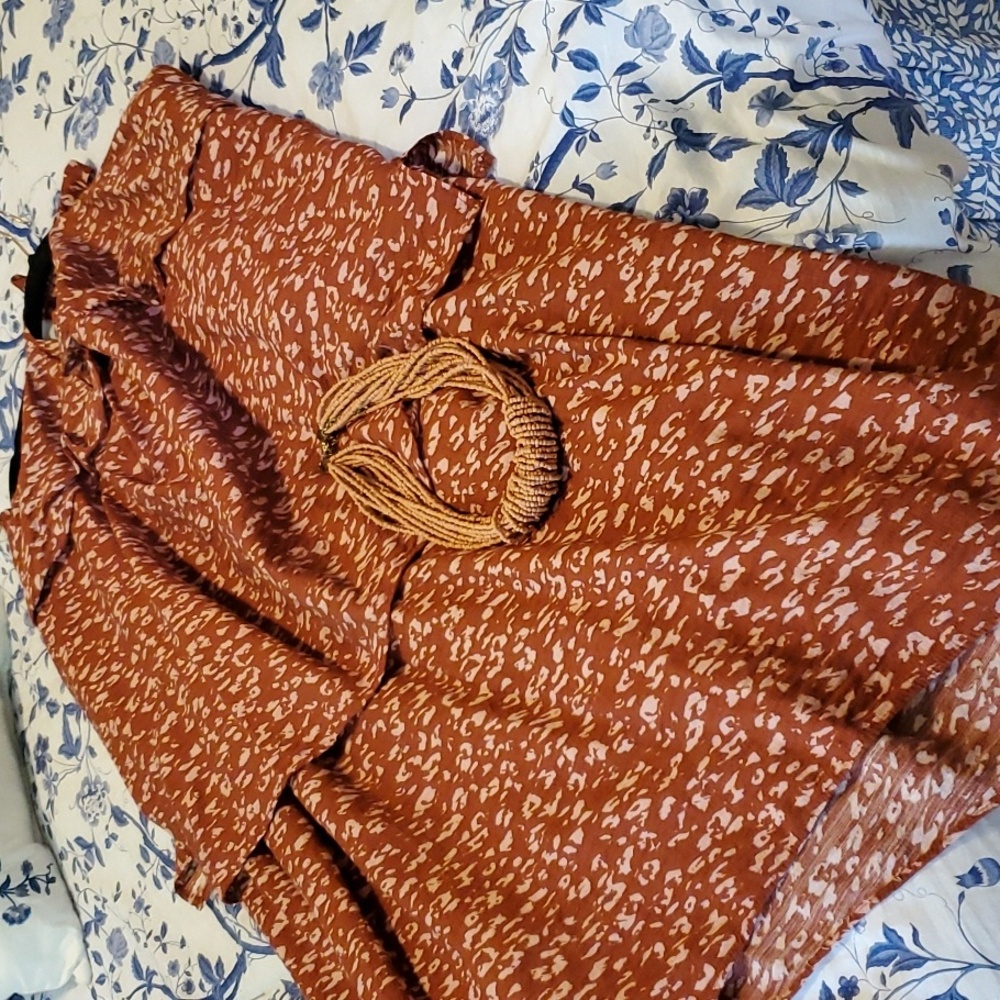 CURATED BY RUA'H KIBRIYA: XL 2-Piece Rust/Peach Dress. Necklace Sold Separatelyx